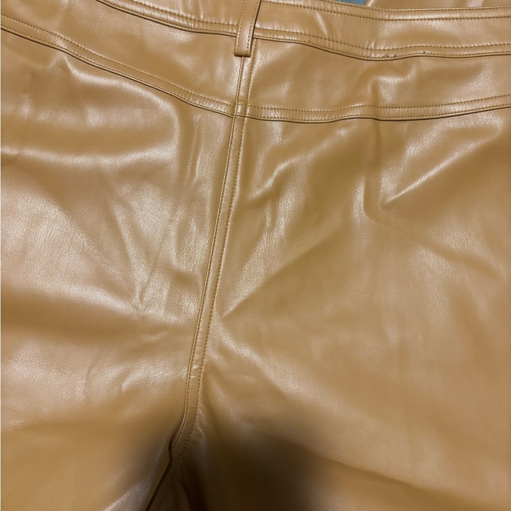HALOGEN Tan Beige Faux Leather Trousers Womens Size 12 - Picture 7 of 9